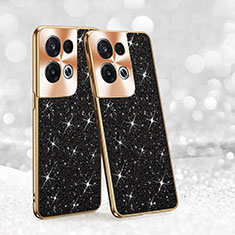 Funda Bumper Silicona y Plastico Carcasa Frontal y Trasera 360 Grados Bling-Bling GS1 para Oppo Reno8 Pro 5G Negro