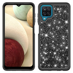 Funda Bumper Silicona y Plastico Carcasa Frontal y Trasera 360 Grados Bling-Bling JX1 para Samsung Galaxy A12 5G Negro
