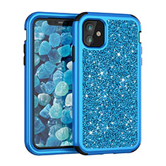 Funda Bumper Silicona y Plastico Carcasa Frontal y Trasera 360 Grados Bling-Bling para Apple iPhone 11 Azul