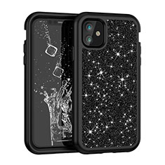 Funda Bumper Silicona y Plastico Carcasa Frontal y Trasera 360 Grados Bling-Bling para Apple iPhone 11 Negro