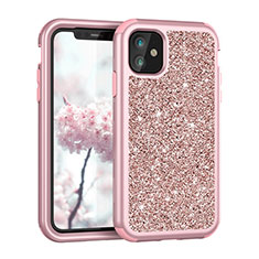 Funda Bumper Silicona y Plastico Carcasa Frontal y Trasera 360 Grados Bling-Bling para Apple iPhone 11 Oro Rosa