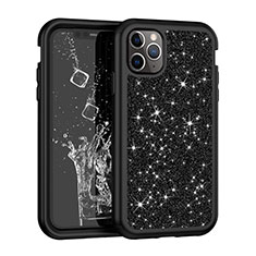 Funda Bumper Silicona y Plastico Carcasa Frontal y Trasera 360 Grados Bling-Bling para Apple iPhone 11 Pro Max Negro