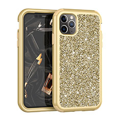 Funda Bumper Silicona y Plastico Carcasa Frontal y Trasera 360 Grados Bling-Bling para Apple iPhone 11 Pro Max Oro