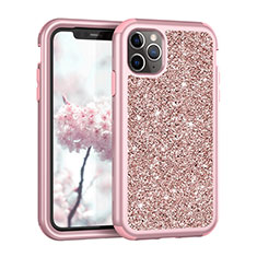 Funda Bumper Silicona y Plastico Carcasa Frontal y Trasera 360 Grados Bling-Bling para Apple iPhone 11 Pro Oro Rosa