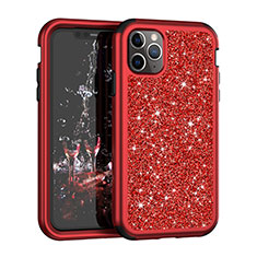 Funda Bumper Silicona y Plastico Carcasa Frontal y Trasera 360 Grados Bling-Bling para Apple iPhone 11 Pro Rojo