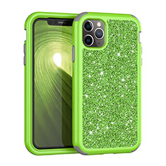 Funda Bumper Silicona y Plastico Carcasa Frontal y Trasera 360 Grados Bling-Bling para Apple iPhone 11 Pro Verde