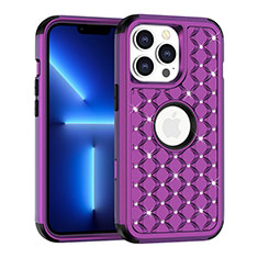 Funda Bumper Silicona y Plastico Carcasa Frontal y Trasera 360 Grados Bling-Bling para Apple iPhone 13 Pro Morado