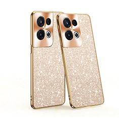 Funda Bumper Silicona y Plastico Carcasa Frontal y Trasera 360 Grados Bling-Bling para Oppo Reno8 Pro+ Plus 5G Oro