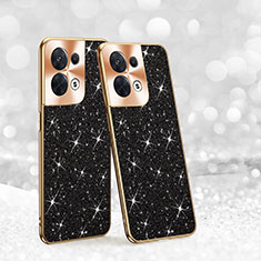 Funda Bumper Silicona y Plastico Carcasa Frontal y Trasera 360 Grados Bling-Bling para Oppo Reno9 5G Negro