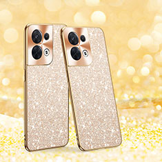 Funda Bumper Silicona y Plastico Carcasa Frontal y Trasera 360 Grados Bling-Bling para Oppo Reno9 Pro 5G Oro