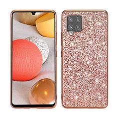 Funda Bumper Silicona y Plastico Carcasa Frontal y Trasera 360 Grados Bling-Bling para Samsung Galaxy A42 5G Oro Rosa