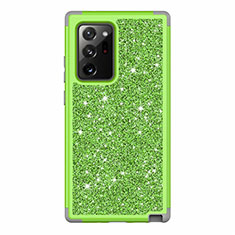 Funda Bumper Silicona y Plastico Carcasa Frontal y Trasera 360 Grados Bling-Bling para Samsung Galaxy Note 20 Ultra 5G Verde