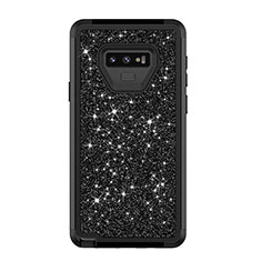 Funda Bumper Silicona y Plastico Carcasa Frontal y Trasera 360 Grados Bling-Bling para Samsung Galaxy Note 9 Negro