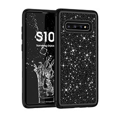 Funda Bumper Silicona y Plastico Carcasa Frontal y Trasera 360 Grados Bling-Bling para Samsung Galaxy S10 Plus Negro