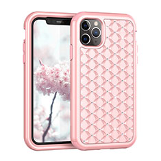 Funda Bumper Silicona y Plastico Carcasa Frontal y Trasera 360 Grados Bling-Bling U01 para Apple iPhone 11 Pro Oro Rosa