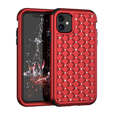 Funda Bumper Silicona y Plastico Carcasa Frontal y Trasera 360 Grados Bling-Bling U01 para Apple iPhone 11 Rojo