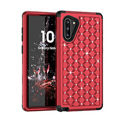 Funda Bumper Silicona y Plastico Carcasa Frontal y Trasera 360 Grados Bling-Bling U01 para Samsung Galaxy Note 10 5G Rojo