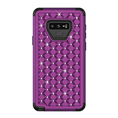 Funda Bumper Silicona y Plastico Carcasa Frontal y Trasera 360 Grados Bling-Bling U01 para Samsung Galaxy Note 9 Morado