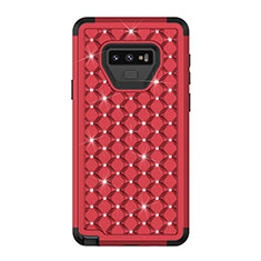 Funda Bumper Silicona y Plastico Carcasa Frontal y Trasera 360 Grados Bling-Bling U01 para Samsung Galaxy Note 9 Rojo