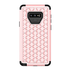 Funda Bumper Silicona y Plastico Carcasa Frontal y Trasera 360 Grados Bling-Bling U01 para Samsung Galaxy Note 9 Rosa