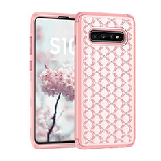 Funda Bumper Silicona y Plastico Carcasa Frontal y Trasera 360 Grados Bling-Bling U01 para Samsung Galaxy S10 5G Oro Rosa