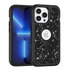 Funda Bumper Silicona y Plastico Carcasa Frontal y Trasera 360 Grados Bling-Bling YJ1 para Apple iPhone 13 Pro Max Negro