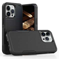 Funda Bumper Silicona y Plastico Carcasa Frontal y Trasera 360 Grados MQ1 para Apple iPhone 13 Pro Max Negro