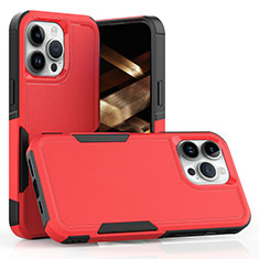 Funda Bumper Silicona y Plastico Carcasa Frontal y Trasera 360 Grados MQ1 para Apple iPhone 13 Pro Max Rojo