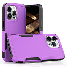 Funda Bumper Silicona y Plastico Carcasa Frontal y Trasera 360 Grados MQ1 para Apple iPhone 13 Pro Morado