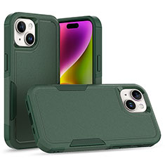 Funda Bumper Silicona y Plastico Carcasa Frontal y Trasera 360 Grados MQ1 para Apple iPhone 13 Verde Noche