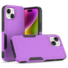 Funda Bumper Silicona y Plastico Carcasa Frontal y Trasera 360 Grados MQ1 para Apple iPhone 14 Morado