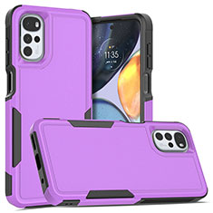 Funda Bumper Silicona y Plastico Carcasa Frontal y Trasera 360 Grados MQ1 para Motorola Moto G22 Morado