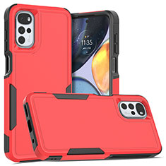 Funda Bumper Silicona y Plastico Carcasa Frontal y Trasera 360 Grados MQ1 para Motorola Moto G22 Rojo