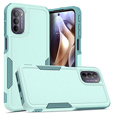 Funda Bumper Silicona y Plastico Carcasa Frontal y Trasera 360 Grados MQ1 para Motorola Moto G31 Cian