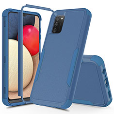 Funda Bumper Silicona y Plastico Carcasa Frontal y Trasera 360 Grados MQ1 para Samsung Galaxy A02s Azul
