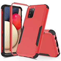 Funda Bumper Silicona y Plastico Carcasa Frontal y Trasera 360 Grados MQ1 para Samsung Galaxy M02s Rojo