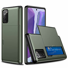 Funda Bumper Silicona y Plastico Carcasa Frontal y Trasera 360 Grados N01 para Samsung Galaxy Note 20 5G Verde Noche