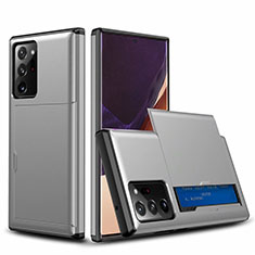 Funda Bumper Silicona y Plastico Carcasa Frontal y Trasera 360 Grados N01 para Samsung Galaxy Note 20 Ultra 5G Gris