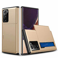 Funda Bumper Silicona y Plastico Carcasa Frontal y Trasera 360 Grados N01 para Samsung Galaxy Note 20 Ultra 5G Oro