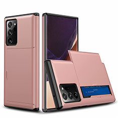 Funda Bumper Silicona y Plastico Carcasa Frontal y Trasera 360 Grados N01 para Samsung Galaxy Note 20 Ultra 5G Oro Rosa