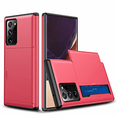 Funda Bumper Silicona y Plastico Carcasa Frontal y Trasera 360 Grados N01 para Samsung Galaxy Note 20 Ultra 5G Rojo