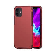 Funda Bumper Silicona y Plastico Carcasa Frontal y Trasera 360 Grados para Apple iPhone 12 Mini Rojo