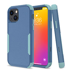 Funda Bumper Silicona y Plastico Carcasa Frontal y Trasera 360 Grados para Apple iPhone 13 Mini Azul Cielo