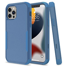 Funda Bumper Silicona y Plastico Carcasa Frontal y Trasera 360 Grados para Apple iPhone 13 Pro Azul