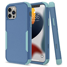 Funda Bumper Silicona y Plastico Carcasa Frontal y Trasera 360 Grados para Apple iPhone 13 Pro Azul Cielo