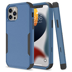 Funda Bumper Silicona y Plastico Carcasa Frontal y Trasera 360 Grados para Apple iPhone 13 Pro Azul y Negro