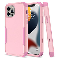 Funda Bumper Silicona y Plastico Carcasa Frontal y Trasera 360 Grados para Apple iPhone 13 Pro Max Rosa Roja