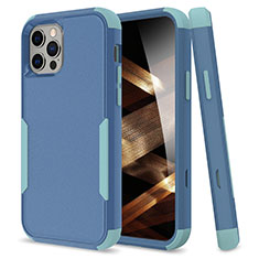Funda Bumper Silicona y Plastico Carcasa Frontal y Trasera 360 Grados para Apple iPhone 14 Pro Azul Cielo