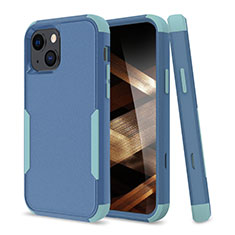 Funda Bumper Silicona y Plastico Carcasa Frontal y Trasera 360 Grados para Apple iPhone 15 Azul Cielo
