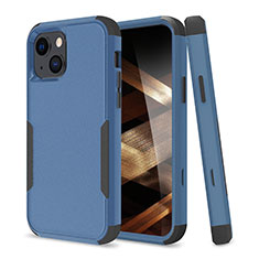 Funda Bumper Silicona y Plastico Carcasa Frontal y Trasera 360 Grados para Apple iPhone 15 Azul y Negro